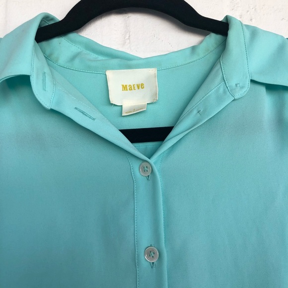 Maeve Sz 4 Teal Button Down Layered Tank Top - Picture 3 of 8